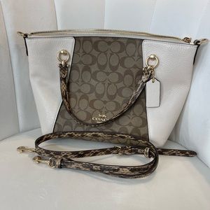 Coach White and Brown Snakeskin Purse